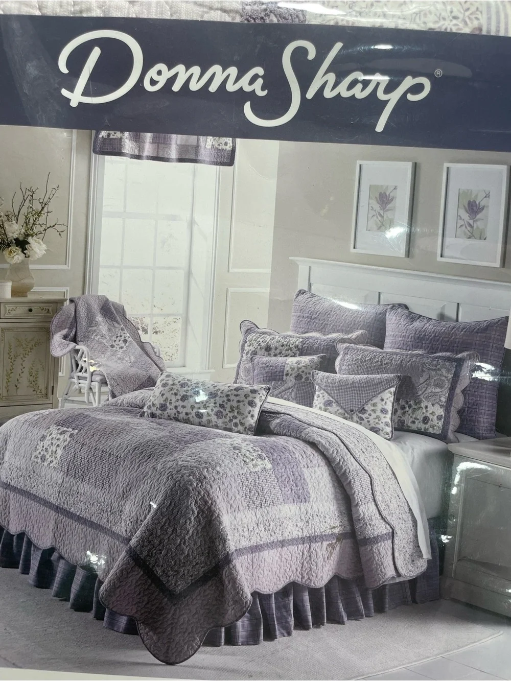 Donna Sharp Lavender Rose Quilt Set - 3 pieces Patchwork Cotton Farmhouse
